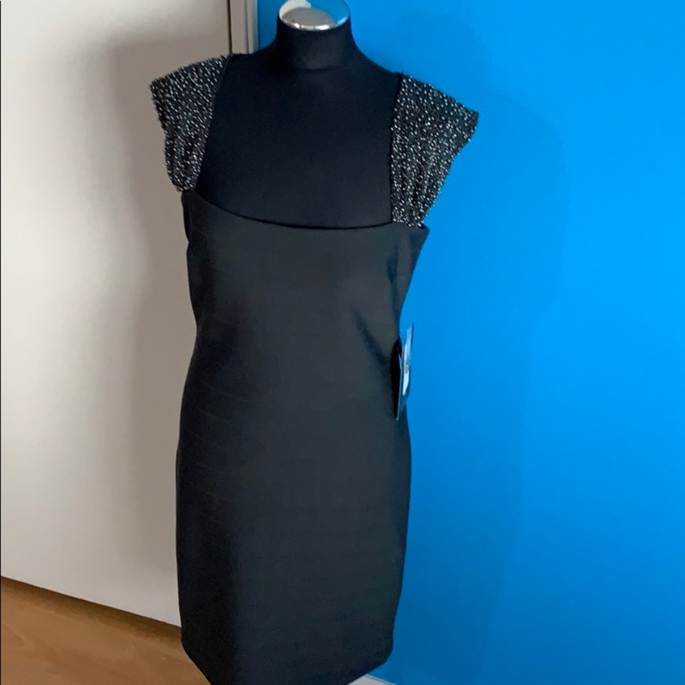NWT Nordstrom bodycon grey dress with beaded sleeves